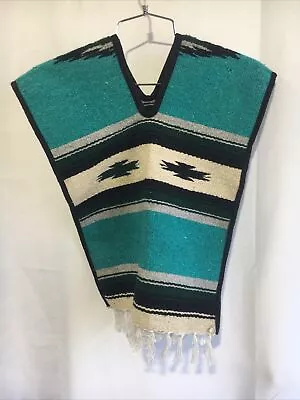 Vintage Mexican Serape Poncho Blanket Youth Small Mexican Southwestern • $18