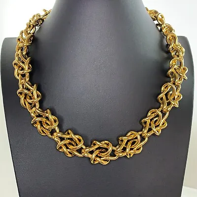 J Crew Chunky Link Necklace Love Knot Links Gold Tone 20” • $39