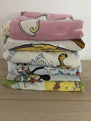 Lot Of Vintage Disney Mickey Beauty Beast Peanuts Snoopy Garfield Bed Sheets • $25.61