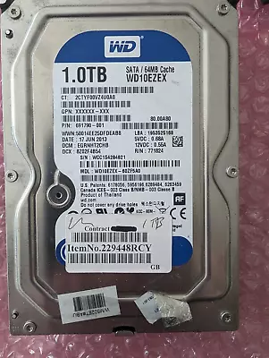 [Used] WD Blue 1TB 3.5  SATA HDD Desktop/Workstation Hard Disk Drive • $30