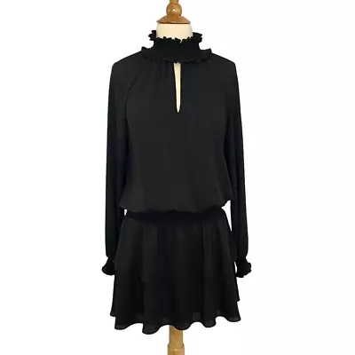 Amanda Uprichard NWT Kestin Smocked High Neck Mini Dress Long Sleeve Chic Size 4 • $75