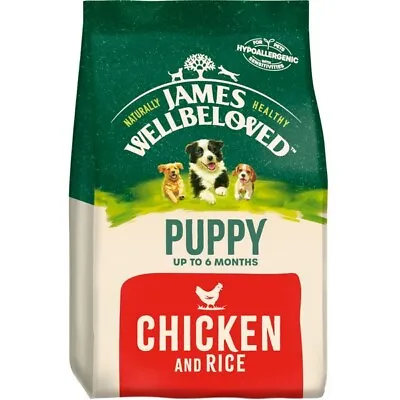 £16.39 • Buy Dried Puppy Dog Food James Wellbeloved Dog Puppy Chicken & Rice 2kg Bag