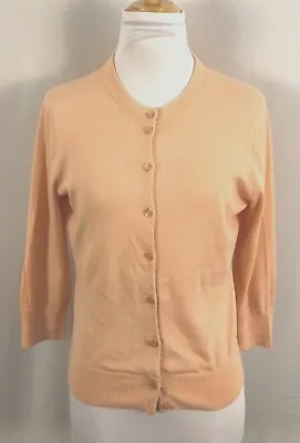 J Crew Womens Cardigan Buttons Solid Peach Orange Long Sleeves Cotton Medium • $15.99