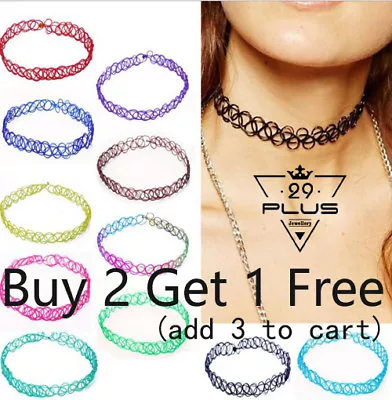 $1 • Buy Hippy 90s Stretch Tattoo Elastic Boho Choker Necklace Bracelet Cord Retro Gothic