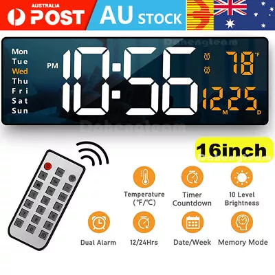 Digital Modern Jumbo Large LED Wall Desk Room Clock Calendar Temperature Date • $37.59