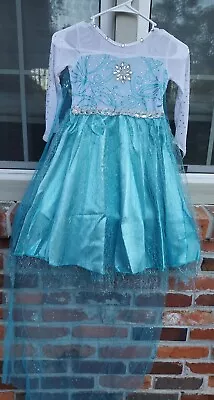 Princess Dress Costume Ice Queen Elsa Age 4-6 120 Embellished Teal Turquoise  • $12.95