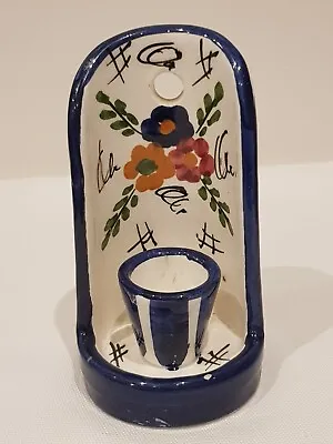 Lovely Spanish HNOS Martinez Pottery Hand Painted Wall Mounted Candle Holder • £8