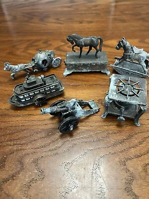 Vintage Die Cast Pencil Sharpeners Lot Of 6 Metal Miniature Horse Cannon Ship • $12