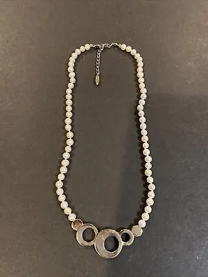 Signed Misaki Sterling Silver And Freshwater Pearls Necklace • $68