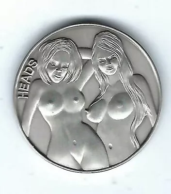 $12 • Buy Nude Busty Woman 2 Women Heads Tails Anodized Silver Coin Medal Token 