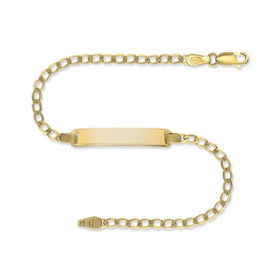 9ct Gold Identity Bracelet  Free Engraving Childs Baby D/c Id Curb Link Gift Box • £116.99