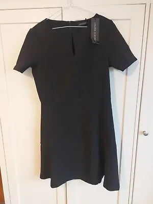 Laura Clement Size 14 Black Short Sleeved Skater Dress New With Tags Length... • £2.50