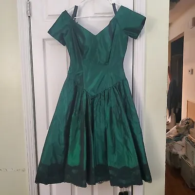 Women's Costume: Green Satin Size 10 Retro '80s Dress Halloween/Costume Party • $20