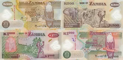 $3.15 • Buy Zambia 2 PCS Set: 500 & 1000 Kwacha (2005) - P43d, P44d Polymer Pair UNC