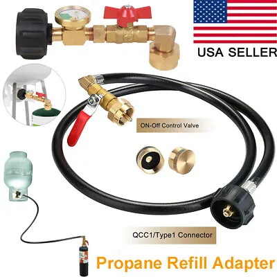 Propane Refill Adapter Hose QCC1 Type With ON-Off Control Valve For 1 LB Tank • $20