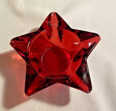 Vintage Red Glass Votice/Tea Light Candle Holder-Star Shaped • $12.50