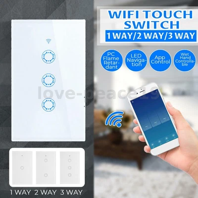 $18.93 • Buy LED WiFi Switch Smart Home Touch RF Light Wall Panel For Alexa Google 3 Gang 