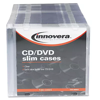 Innovera CD/DVD Polystyrene Thin Line Storage Case Clear 100/Pack 85800 • $31.17