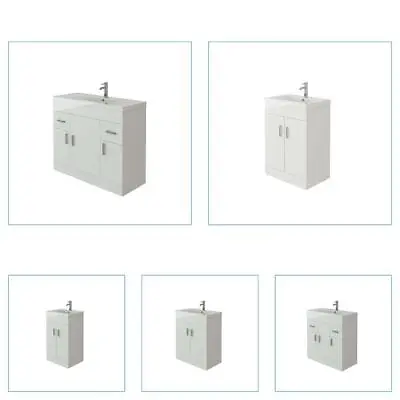 Bathroom Vanity Unit & Basin Sink FreeStanding Storage Cabinet Furniture White • £216.99