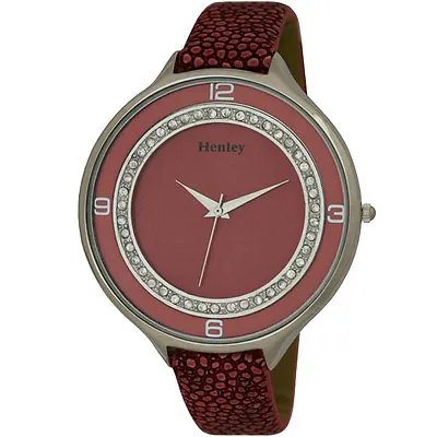 £22.95 • Buy Henley Glamour Ice Diamante Crystal Pink Strap Ladies Fashion Watch H06030.5