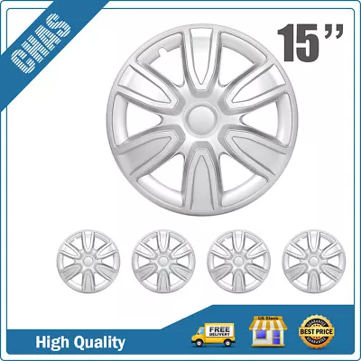 15  Set Of 4 Silver Full Hub Caps Wheel Covers Snap On Fits R15 Tire & Rim • $34.99