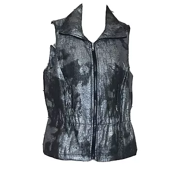 Erin London Jacket Vest Silver And Black Metallic Look Size Small • $15