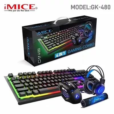 4 Pcs Set Computer Keyboard And Mouse Combos Earphone Mouse Pad Gamer Accessorie • $49.99