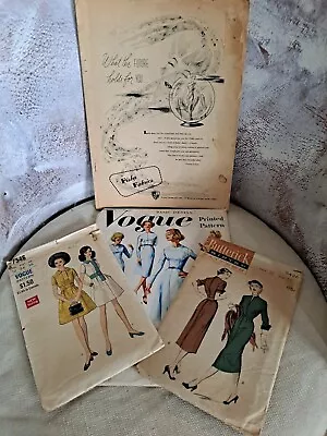 Vintage Ladies 3 Patterns 2 Vogue 40s 50s & Pre War Pattern/Fabric Catalogue!  • $18