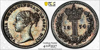 1874 1 Pence Maundy 1D Penny VICTORIA PCGS PL62 KM# 727 • $169