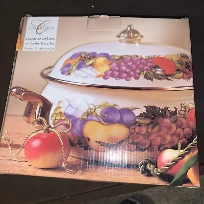 Cornucopia Fruit & Veggy Design 3 Quart 9  Cooking Dutch Oven Pot W/Lid Vintage • $20