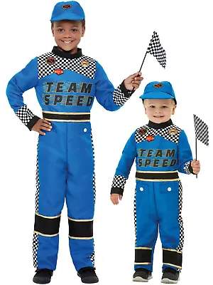 Racing Car Driver Costume Boys Girls Toddler Formula 1 Jumpsuit Fancy Dress Blue • $50.63