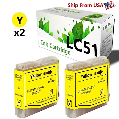 (2-PackYellow) LC 51 LC51 Ink Cartridge For DCP-130C MFC-240C Printer • $8.99