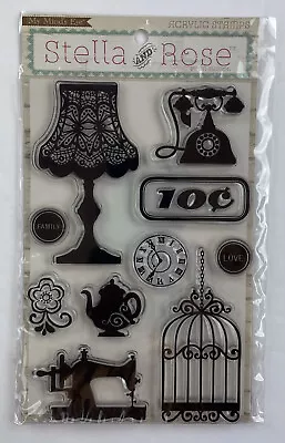 My Minds Eye Stella & Rose Mabel So Sweet 10 Stamp Set Vintage Home Look 2011 • $8.99