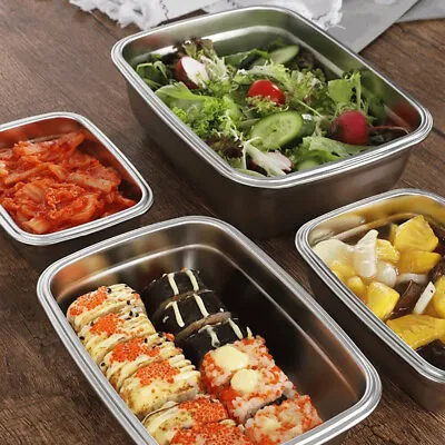 £9.59 • Buy Stainless Steel Leak Proof Food Container Metal Bento Lunch Box With Sealed Lid
