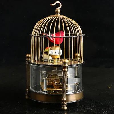 Exquisite Brass Mechanical Clock -birdcage Shape Two Bird FW071 • $79.90