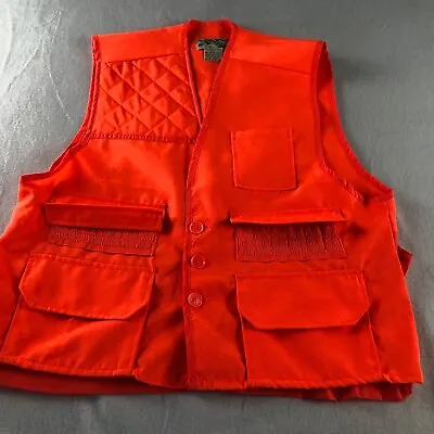 $17.90 • Buy Vtg Duck Bay Blaze Orange Hunting Vest Size Large Pockets Button Front Game Bag