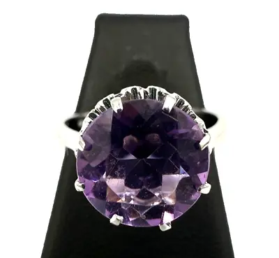 Ring With Amethyst White Gold Solid 18K Vintage Years ‘60 Made In Italy • $466.03