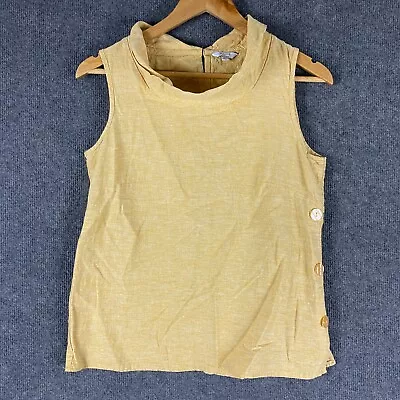 W Lane Blouse Womens 8 Yellow Top 100% Linen Career Corporate Formal Event • $11.87