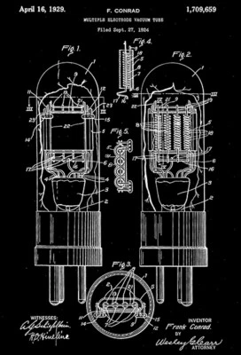 $14.99 • Buy 1929 - Vacuum Tube - Westinghouse Electric - F. Conrad - Patent Art Poster