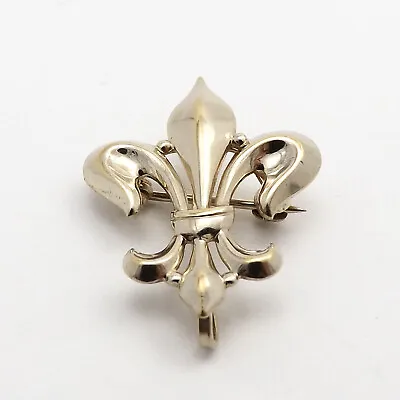 Victorian 12K Gold Filled Fleur De Lis Brooch Watch Fob Holder Pin • $49