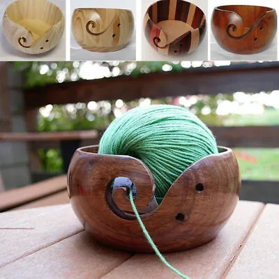 Wooden Yarn Bowl Holder Crochet Storage Knitting Ball Storage • £10.89