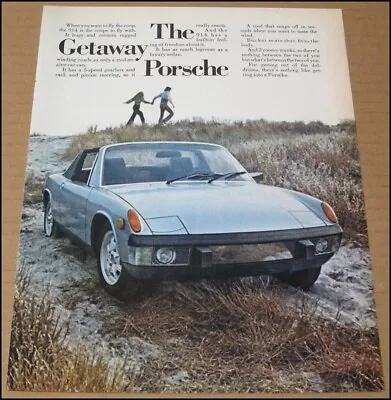 1973 Porsche 914 Print Ad Car Automobile Advertisement Vintage The Getaway • $12.39