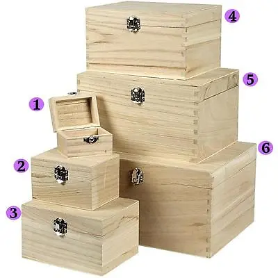 £5.99 • Buy Wooden Plain Gift Boxes Storage Paint Personalise Treasure Chest Memory Wood Box