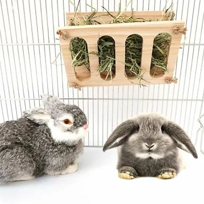 £11.19 • Buy Wooden Rabbit Hay Rack Manger Multi-Functional Manger Grass Holder Hamster Bowl