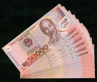 500000 Vietnamese Dong 10 X 50000 Vnd 50K Banknotes Polymer UNC P-121 • $35