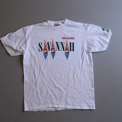 Vintage Olympics Shirt Mens XL White Atlanta 1996 Savannah Sailing Yachting • $25