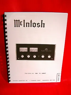 One Brand New Copy Of Mcintosh Mc2105 Stereo Power Amplifier Service Manual  • $26.95