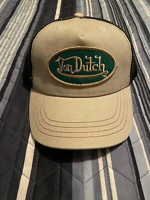 NWOT Vintage Von Dutch Tan Green Kids Adjustable Trucker Hat One Size • $10