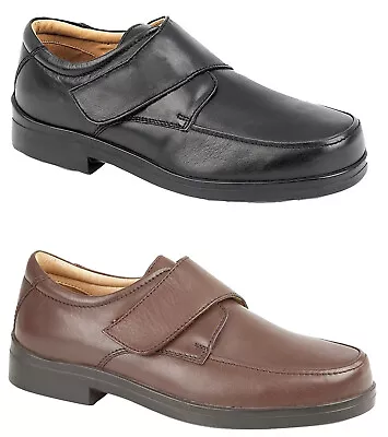 Men's Roamers Extra Wide Touch Fastening Casual Shoes Leather Padded Orthopaedic • £39.99