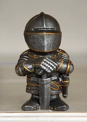 Adorable Medieval Knight With Sword & Armor Standing Guard 4.5  Statue Figurine • $16